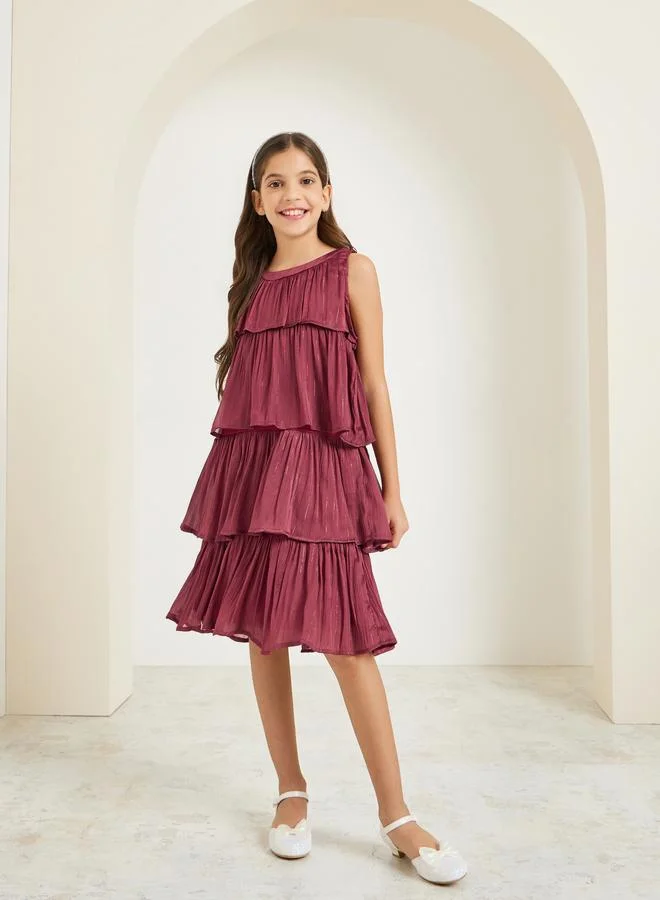 ستايلي فستان ميدي بطبقات بلا أكمام